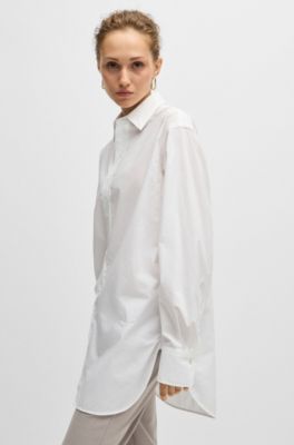 Regular-fit blouse in cotton with Double B monogram, White
