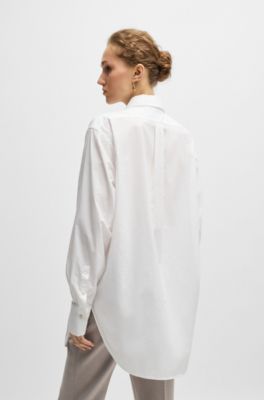Regular-fit blouse in cotton with Double B monogram, White
