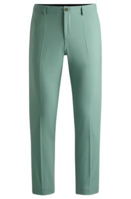 Shop Hugo Boss Slim-fit Trousers In A Performance-stretch Wool Blend In Light Green