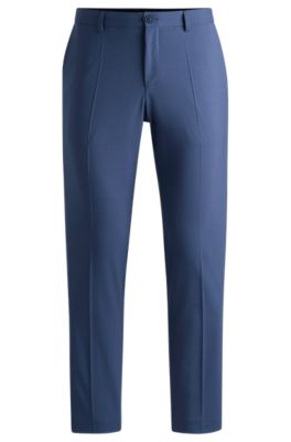 Shop Hugo Boss Slim-fit Trousers In A Performance-stretch Wool Blend In Dark Blue
