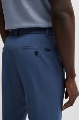 Modern-fit trousers in a performance-stretch wool blend, Dark Blue