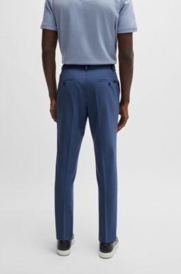 Modern-fit trousers in a performance-stretch wool blend, Dark Blue