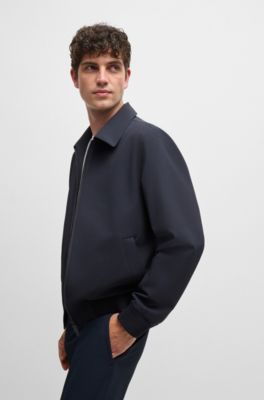 Veste Slim en tissu stretch performant et d&eacute;perlant, Bleu fonc&eacute;