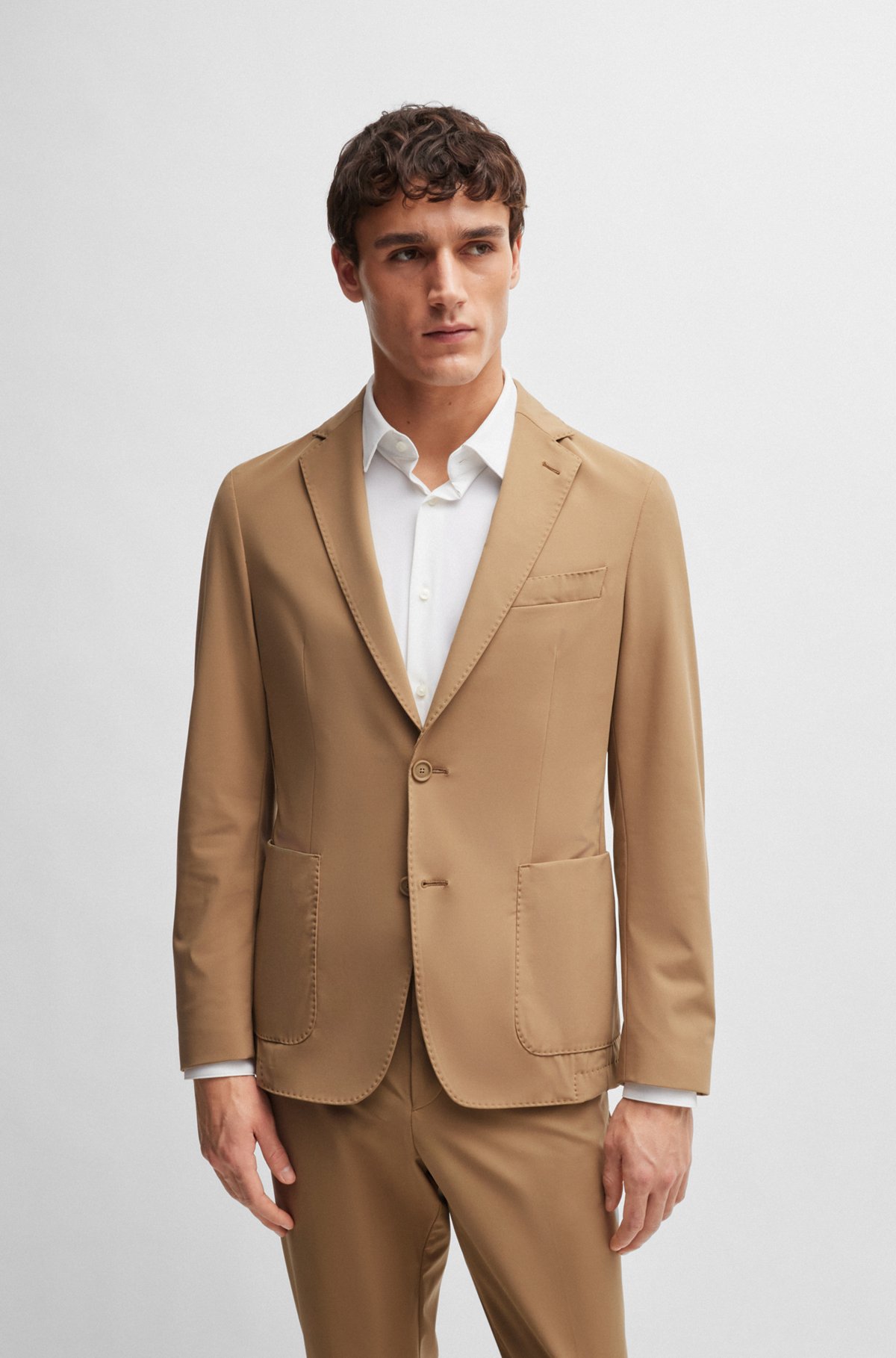 BOSS - Slim-fit jacket in performance-stretch jersey - Light BOSS - Slim-fit jacket in performance-stretch jersey - Light
