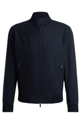 Slim-fit blouson jacket in wool blend, Dark Blue
