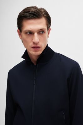 Slim-fit blouson jacket in wool blend, Dark Blue