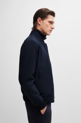 Slim-fit blouson jacket in wool blend, Dark Blue