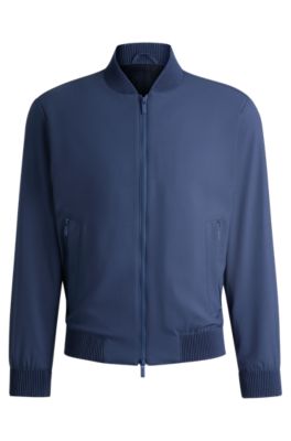 Hugo Boss Slim-fit Blouson Jacket In A Washable Wool Blend In Dark Blue
