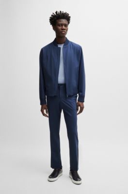 Slim-fit blouson jacket in wool blend, Dark Blue