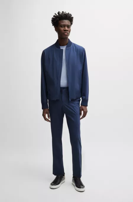 Slim-fit blouson jacket in wool blend