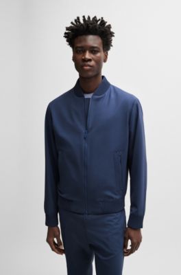Slim-fit blouson jacket in wool blend, Dark Blue