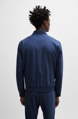 Slim-fit blouson jacket in wool blend, Dark Blue