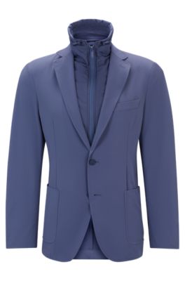 HUGO BOSS ネイビー ジップアップジャケット BOSS - Water-repellent jacket in slim fit with zip-up inner