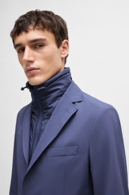 Water-repellent jacket in slim fit with zip-up inner , Dark Blue