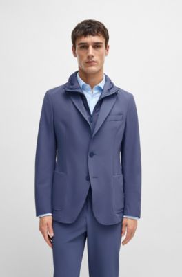 Water-repellent jacket in slim fit with zip-up inner , Dark Blue
