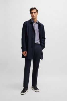 Waterproof coat blended with wool, Dark Blue