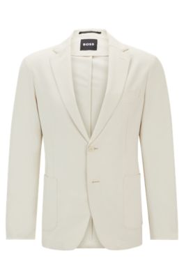 Hugo Boss Slim-fit Jacket In Wrinkle-resistant Performance-stretch Fabric In White