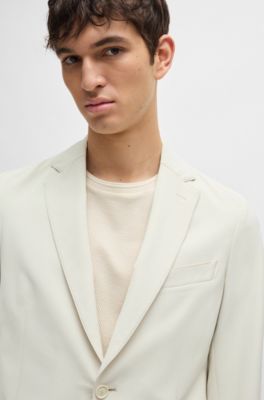 Slim-fit jacket in wrinkle-resistant performance-stretch fabric, White
