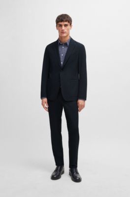 Slim-fit jacket in wrinkle-resistant performance-stretch fabric, Dark Blue