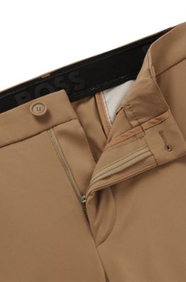 Pantalones slim fit de punto t&eacute;cnico el&aacute;stico, Beige claro