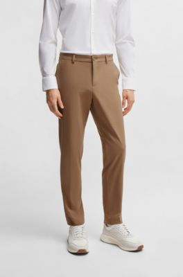 Pantalones slim fit de punto t&eacute;cnico el&aacute;stico, Beige claro