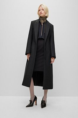 Wool-blend tailored coat with back zip detail