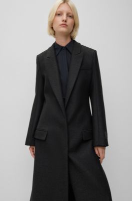 Tailored Wool Blend Long Coat