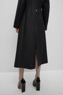 BOSS - Wool-blend tailored coat with back zip detail - Dark Grey