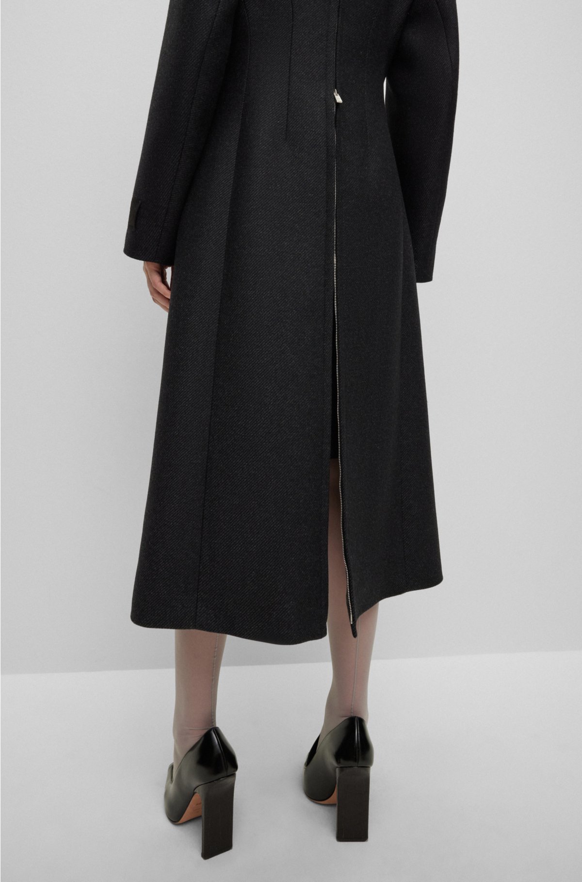 BOSS - Wool-blend tailored coat with back zip detail