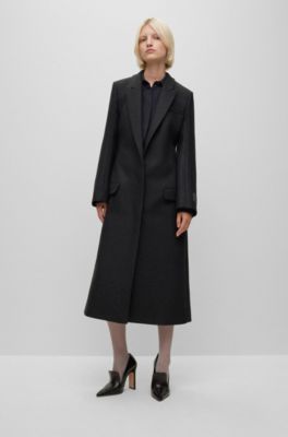 BOSS - Wool-blend tailored coat with back zip detail - Dark Grey