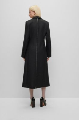 BOSS - Wool-blend tailored coat with back zip detail - Dark Grey