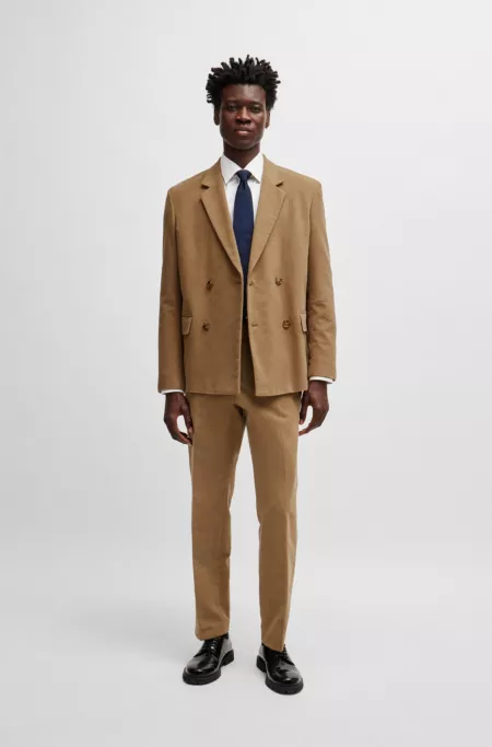 Relaxed-fit double-breasted jacket in cotton twill