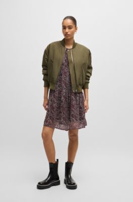 Reversible bomber jacket with water-repellent finish, Dark Green