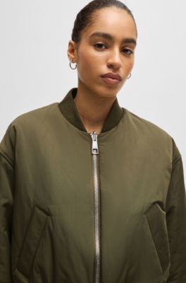 Reversible bomber jacket with water-repellent finish, Dark Green