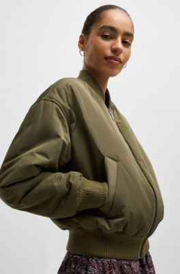 Reversible bomber jacket with water-repellent finish, Dark Green