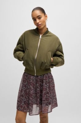 Reversible bomber jacket with water-repellent finish, Dark Green