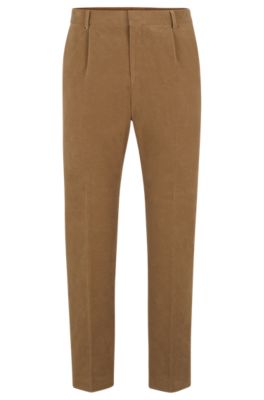 Hugo Boss Tapered-fit Drawstring Pants In Stretch-cotton Twill In Light Beige