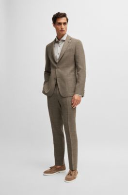 Slim-fit jacket in melange stretch cloth, Light Beige