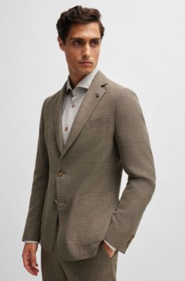 Slim-fit jacket in melange stretch cloth, Light Beige
