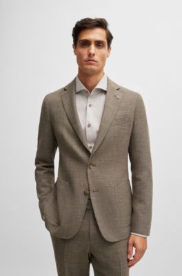 Slim-fit jacket in melange stretch cloth, Light Beige