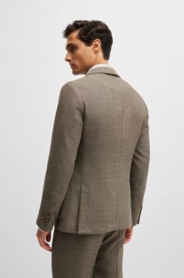 Slim-fit jacket in melange stretch cloth, Light Beige