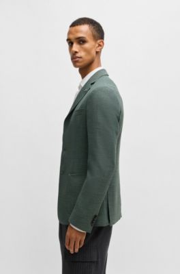 BOSS mélange-effect blazer - 306 DARK GREEN