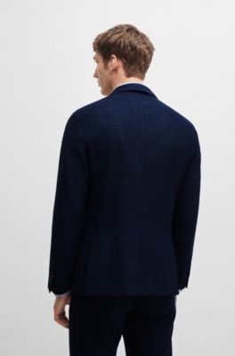 BOSS - Slim-fit jacket in melange stretch cloth - Dark Blue