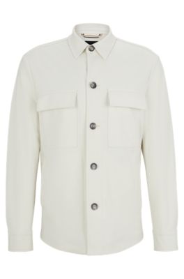 BOSS Relaxed fit overshirt in stretch jersey White