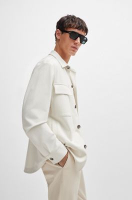 Relaxed-fit overshirt in stretch jersey, White