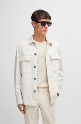 BOSS - Relaxed-fit overshirt in stretch jersey - White