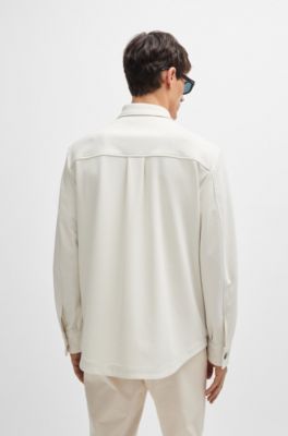 Relaxed-fit overshirt in stretch jersey, White