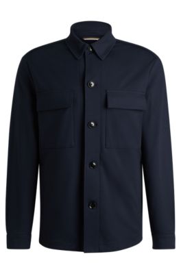 BOSS - Relaxed-fit overshirt in stretch jersey - Dark Blue