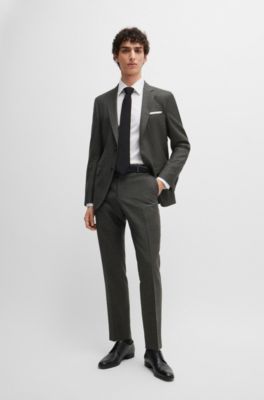 Veste Slim en laine vierge et en lin, Chaux