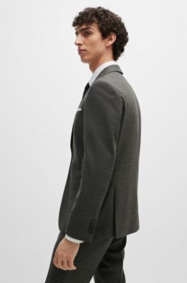 Veste Slim en laine vierge et en lin, Chaux